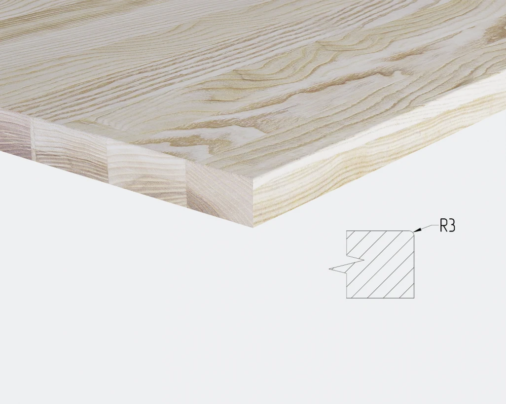 <b>РАДИУСНАЯ КРОМКА СВЕРХУ</b> (R = 3 мм)